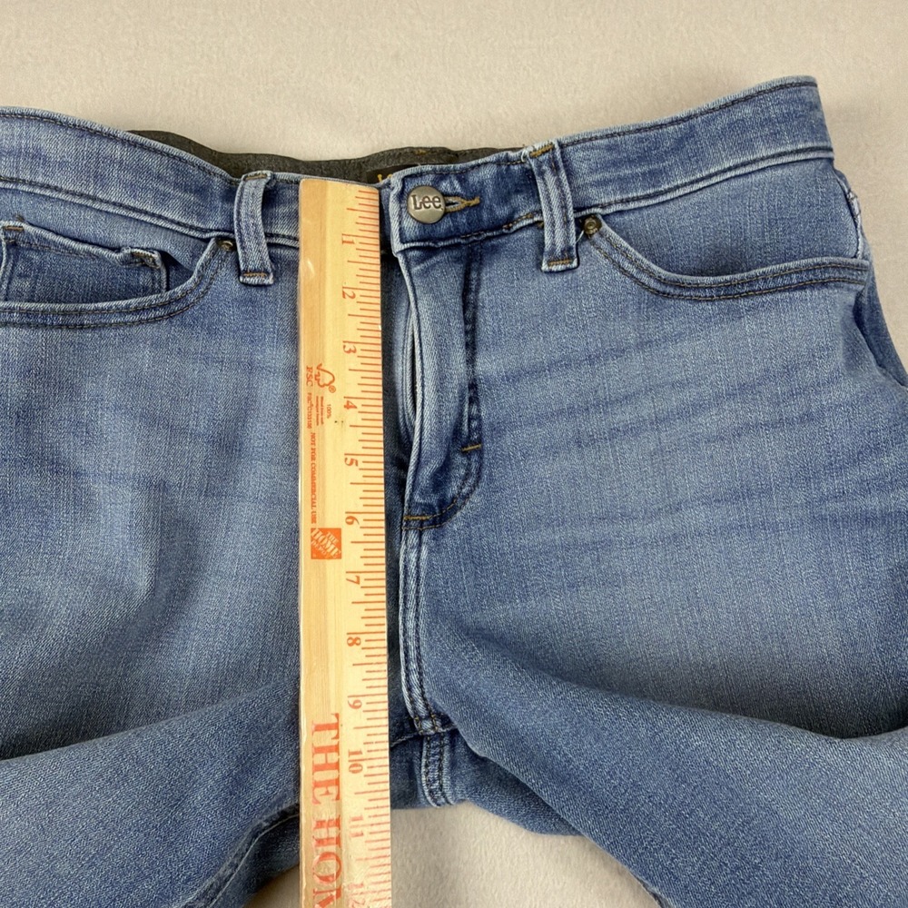 Lee Slim Fit Straight Leg Mid Rise Women 12P Medium Wash Blue Denim StretchJeans - Picture 5 of 7
